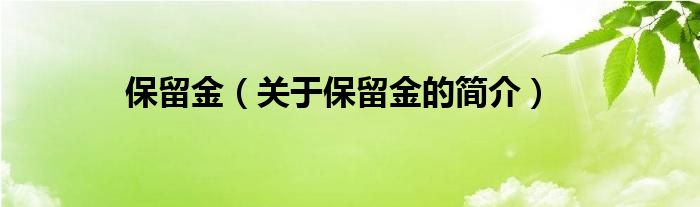 保留金（關(guān)于保留金的簡(jiǎn)介）