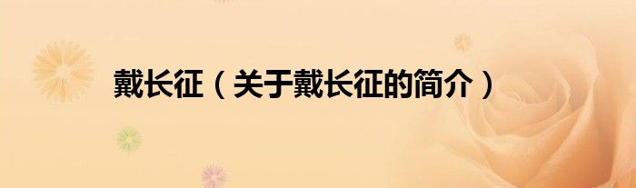 戴長征（關(guān)于戴長征的簡介）