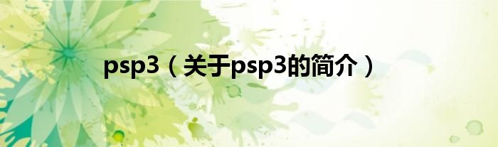 psp3（關于psp3的簡介）