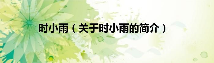 時(shí)小雨（關(guān)于時(shí)小雨的簡(jiǎn)介）