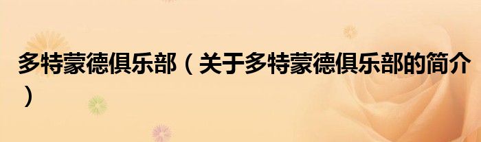 多特蒙德俱樂部（關(guān)于多特蒙德俱樂部的簡(jiǎn)介）