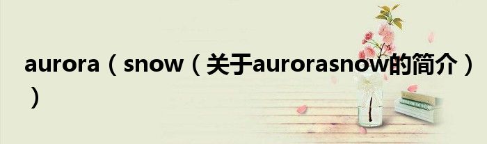 aurora（snow（關于aurorasnow的簡介））