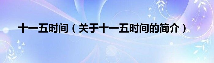 十一五時(shí)間（關(guān)于十一五時(shí)間的簡介）