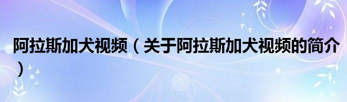 阿拉斯加犬視頻（關(guān)于阿拉斯加犬視頻的簡(jiǎn)介）