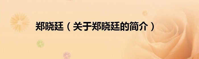 鄭曉廷（關(guān)于鄭曉廷的簡(jiǎn)介）