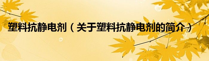 塑料抗靜電劑（關(guān)于塑料抗靜電劑的簡(jiǎn)介）