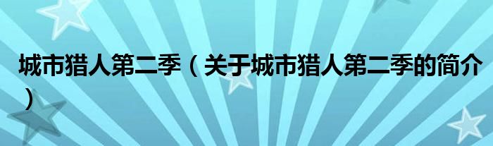 城市獵人第二季（關(guān)于城市獵人第二季的簡介）