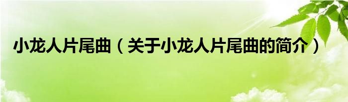 小龍人片尾曲（關(guān)于小龍人片尾曲的簡(jiǎn)介）