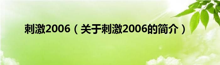 刺激2006（關(guān)于刺激2006的簡(jiǎn)介）