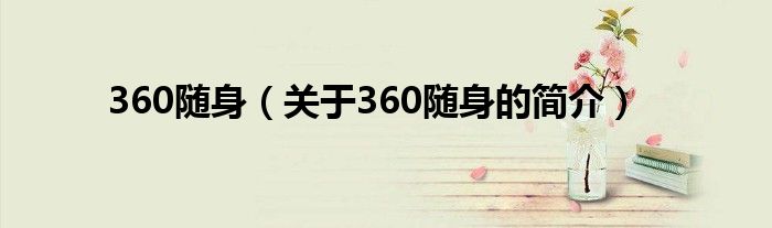 360隨身（關(guān)于360隨身的簡(jiǎn)介）