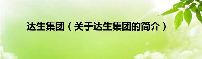 達(dá)生集團(tuán)（關(guān)于達(dá)生集團(tuán)的簡介）