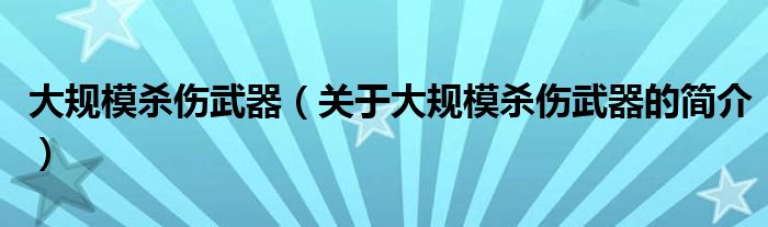 大規(guī)模殺傷武器（關(guān)于大規(guī)模殺傷武器的簡介）