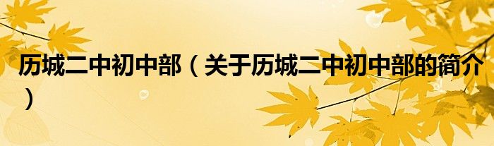 歷城二中初中部（關(guān)于歷城二中初中部的簡介）