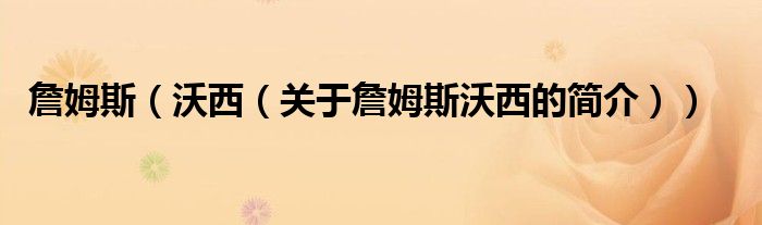 詹姆斯（沃西（關(guān)于詹姆斯沃西的簡(jiǎn)介））