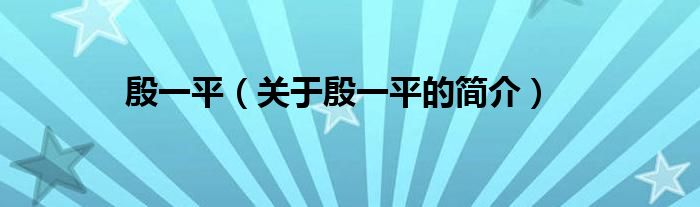 殷一平（關(guān)于殷一平的簡介）