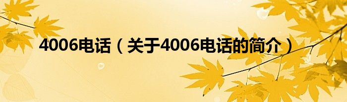 4006電話（關(guān)于4006電話的簡介）