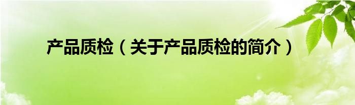 產(chǎn)品質(zhì)檢（關(guān)于產(chǎn)品質(zhì)檢的簡介）