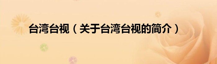 臺(tái)灣臺(tái)視（關(guān)于臺(tái)灣臺(tái)視的簡(jiǎn)介）