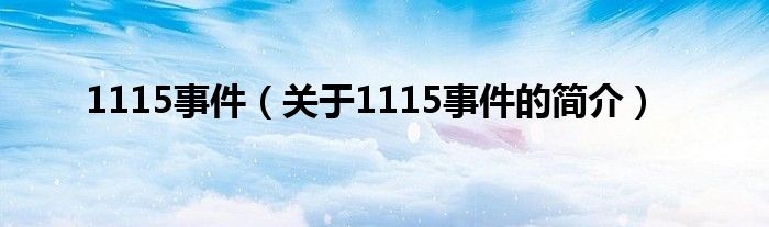 1115事件（關(guān)于1115事件的簡介）