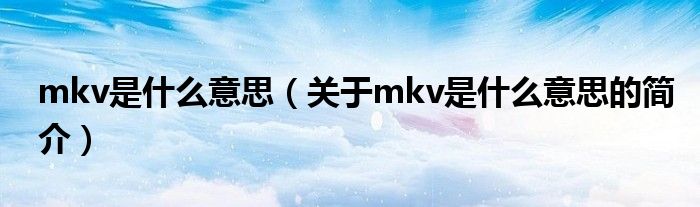 mkv是什么意思（關(guān)于mkv是什么意思的簡(jiǎn)介）