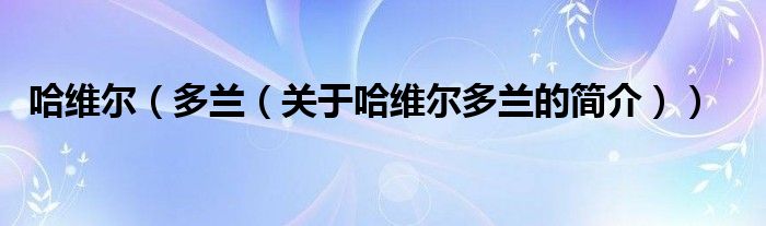 哈維爾（多蘭（關(guān)于哈維爾多蘭的簡介））