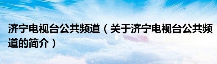 濟寧電視臺公共頻道（關于濟寧電視臺公共頻道的簡介）