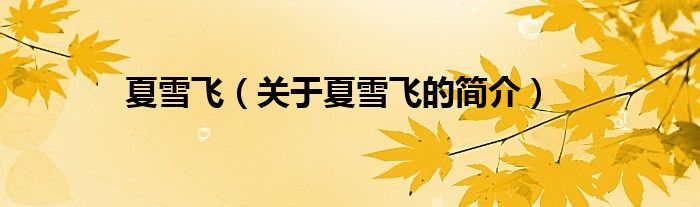 夏雪飛（關(guān)于夏雪飛的簡(jiǎn)介）