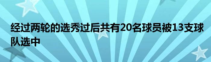 經過兩輪的選秀過后共有20名球員被13支球隊選中