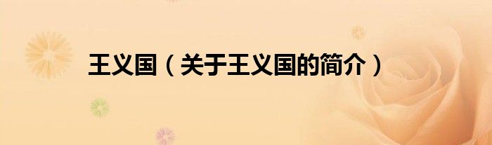 王義國(guó)（關(guān)于王義國(guó)的簡(jiǎn)介）