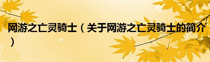 網(wǎng)游之亡靈騎士（關(guān)于網(wǎng)游之亡靈騎士的簡介）