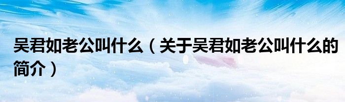 吳君如老公叫什么（關(guān)于吳君如老公叫什么的簡介）