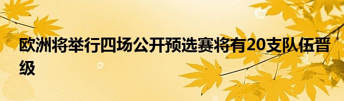 歐洲將舉行四場公開預選賽將有20支隊伍晉級