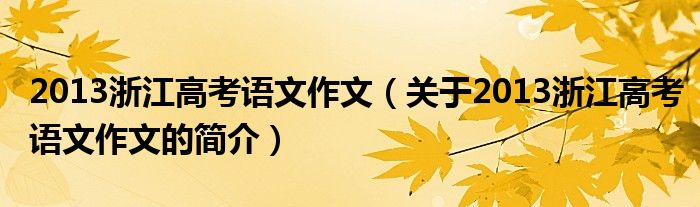 2013浙江高考語文作文（關于2013浙江高考語文作文的簡介）