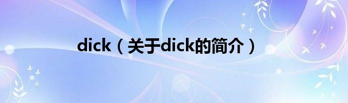 dick（關(guān)于dick的簡介）