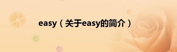 easy（關(guān)于easy的簡(jiǎn)介）