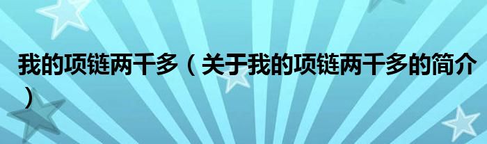 我的項鏈兩千多（關(guān)于我的項鏈兩千多的簡介）