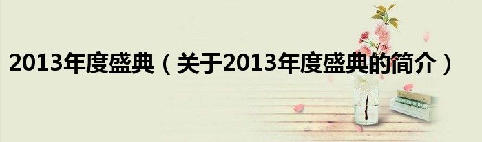 2013年度盛典（關于2013年度盛典的簡介）