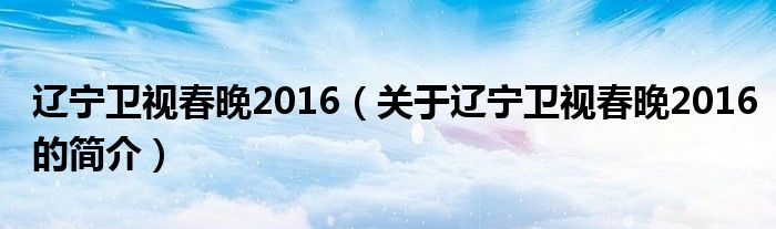 遼寧衛(wèi)視春晚2016（關(guān)于遼寧衛(wèi)視春晚2016的簡介）