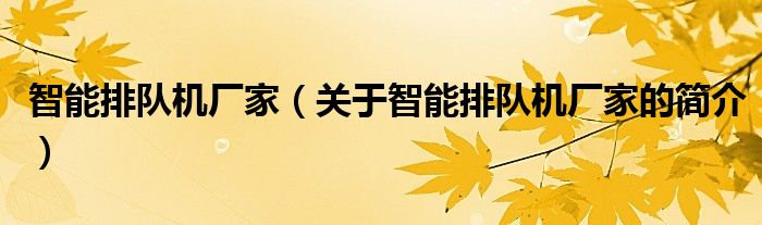 智能排隊機廠家（關(guān)于智能排隊機廠家的簡介）