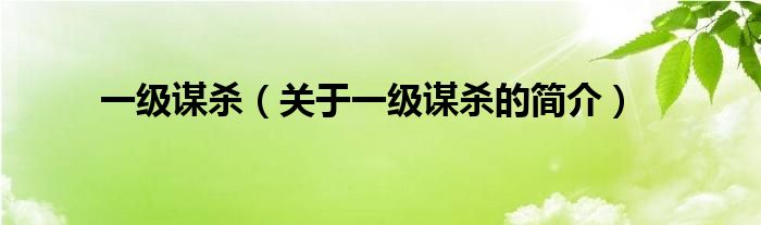 一級(jí)謀殺（關(guān)于一級(jí)謀殺的簡(jiǎn)介）