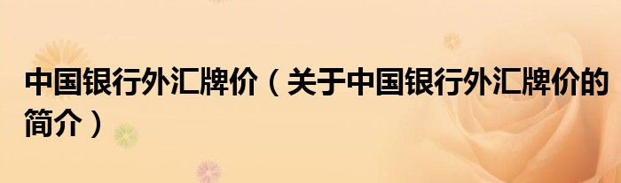 中國(guó)銀行外匯牌價(jià)（關(guān)于中國(guó)銀行外匯牌價(jià)的簡(jiǎn)介）