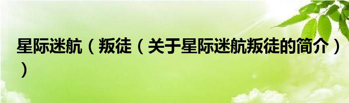 星際迷航（叛徒（關(guān)于星際迷航叛徒的簡(jiǎn)介））