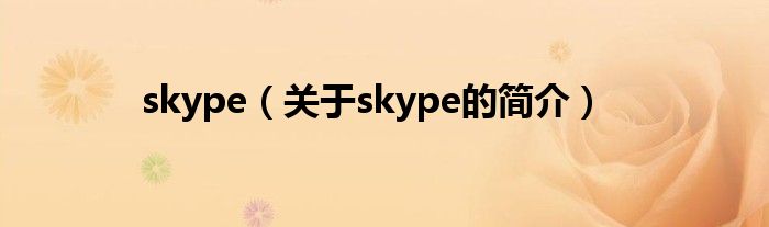 skype（關于skype的簡介）