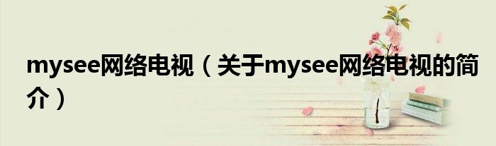 mysee網(wǎng)絡(luò)電視（關(guān)于mysee網(wǎng)絡(luò)電視的簡介）