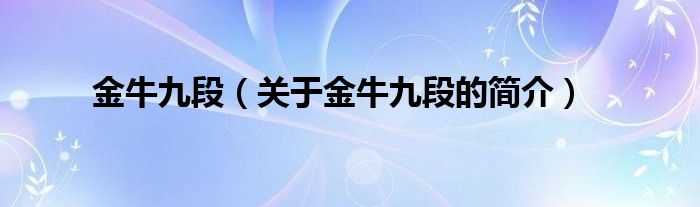 金牛九段（關(guān)于金牛九段的簡(jiǎn)介）