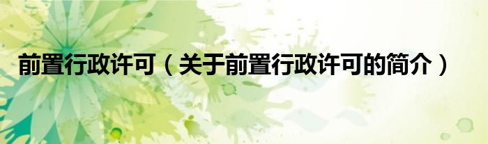 前置行政許可（關(guān)于前置行政許可的簡(jiǎn)介）