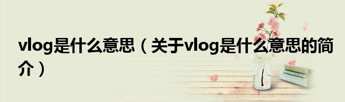 vlog是什么意思（關(guān)于vlog是什么意思的簡介）