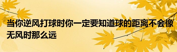 當你逆風打球時你一定要知道球的距離不會像無風時那么遠