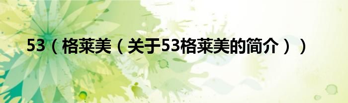 53（格萊美（關(guān)于53格萊美的簡介））