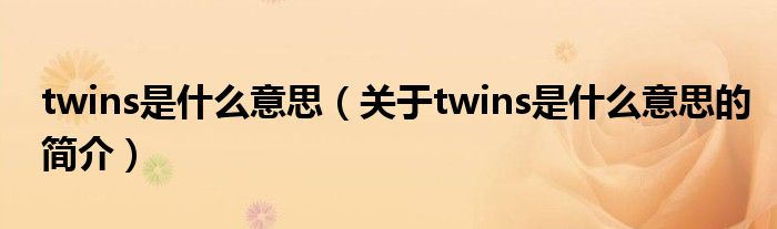 twins是什么意思（關(guān)于twins是什么意思的簡介）